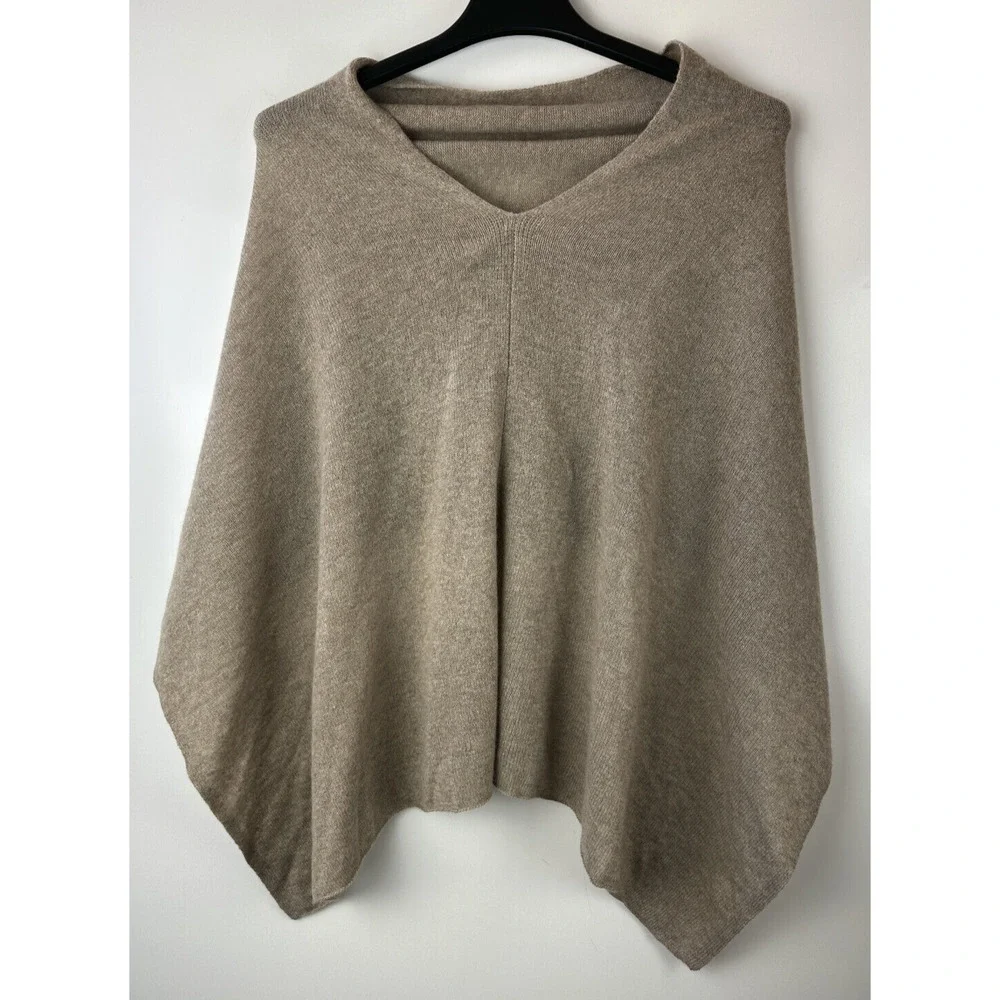 Alashan 100% Cashmere Draped Dress Topper Poncho Lightweight Soft & Cozy Tan NWT - Picture 7 of 16